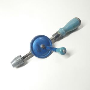 Vintage Wooden Hand Crank Drill Blue 476297 Osko Egg Beater Style